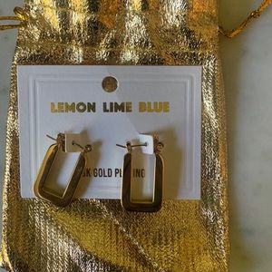 NEW Square U Shape Hoop Earrings PVD 18K Gold Plated Stainless Steel